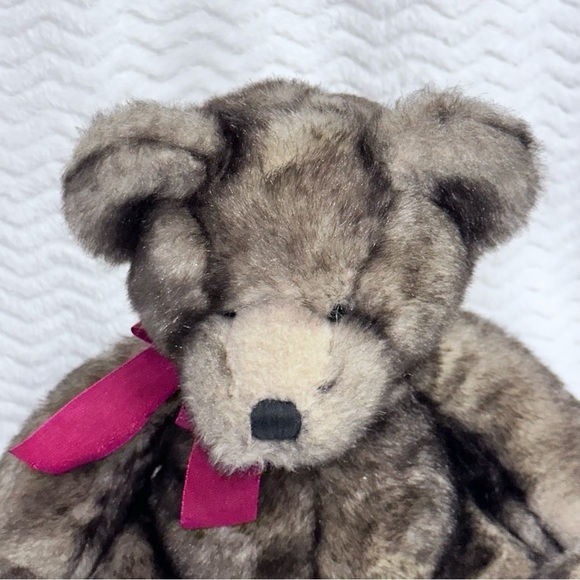 Danny Plush Teddy Bear 12” Sitting Faux Mink Animal Plush Bombay Russ Berrie Bow - Picture 3 of 10